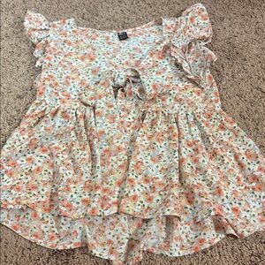 SHEIN Floral Print Top with Ruffles